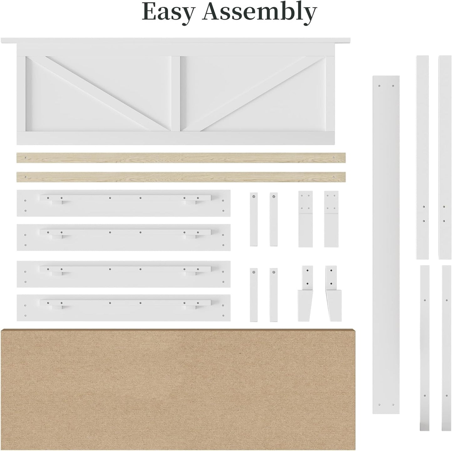 Yaheetech Wood Bed, Rubber Wood Platform Bed Frame with Headboard/Wood Slats, Farmhouse Style, No Box Spring Needed, Mattress Foundation, Noise-Free, Easy Assembly, Full Size, White