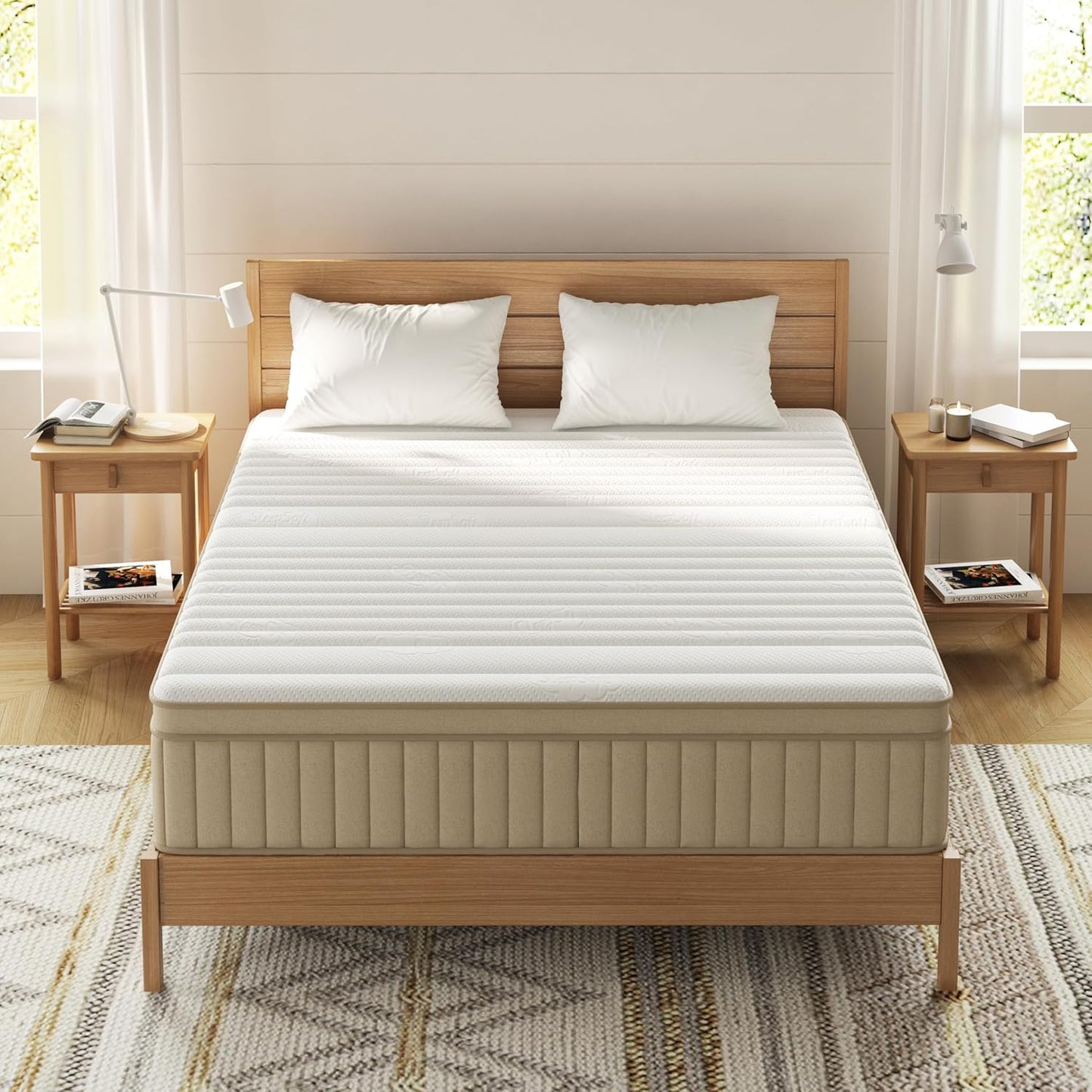 Queen Mattress, 12 Inch Mattress Queen Size, Memory Foam & Pocket Spring Hybrid, Firm Feel, Queen Bed Mattresses, CertiPUR-US Certified, Fiberglass Free