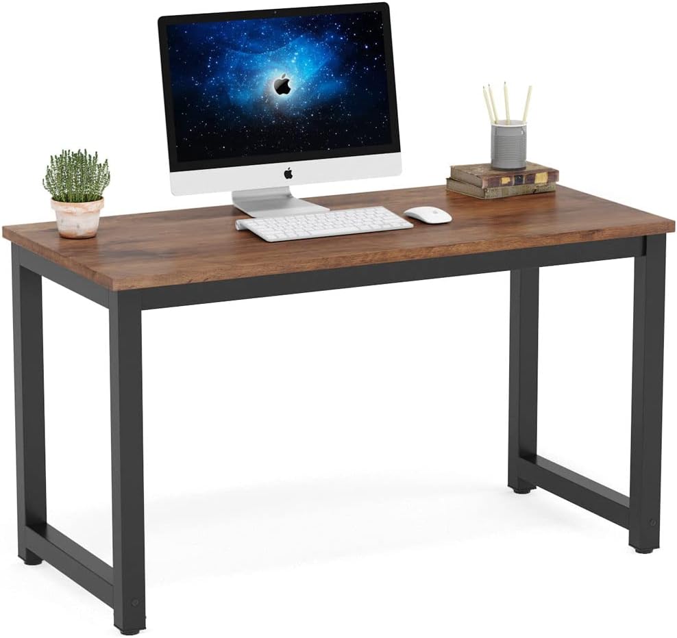 Tribesigns Computer Desk, 55 inch Large Office Desk Computer Table Study Writing Desk Workstation for Home Office, Rustic Brown