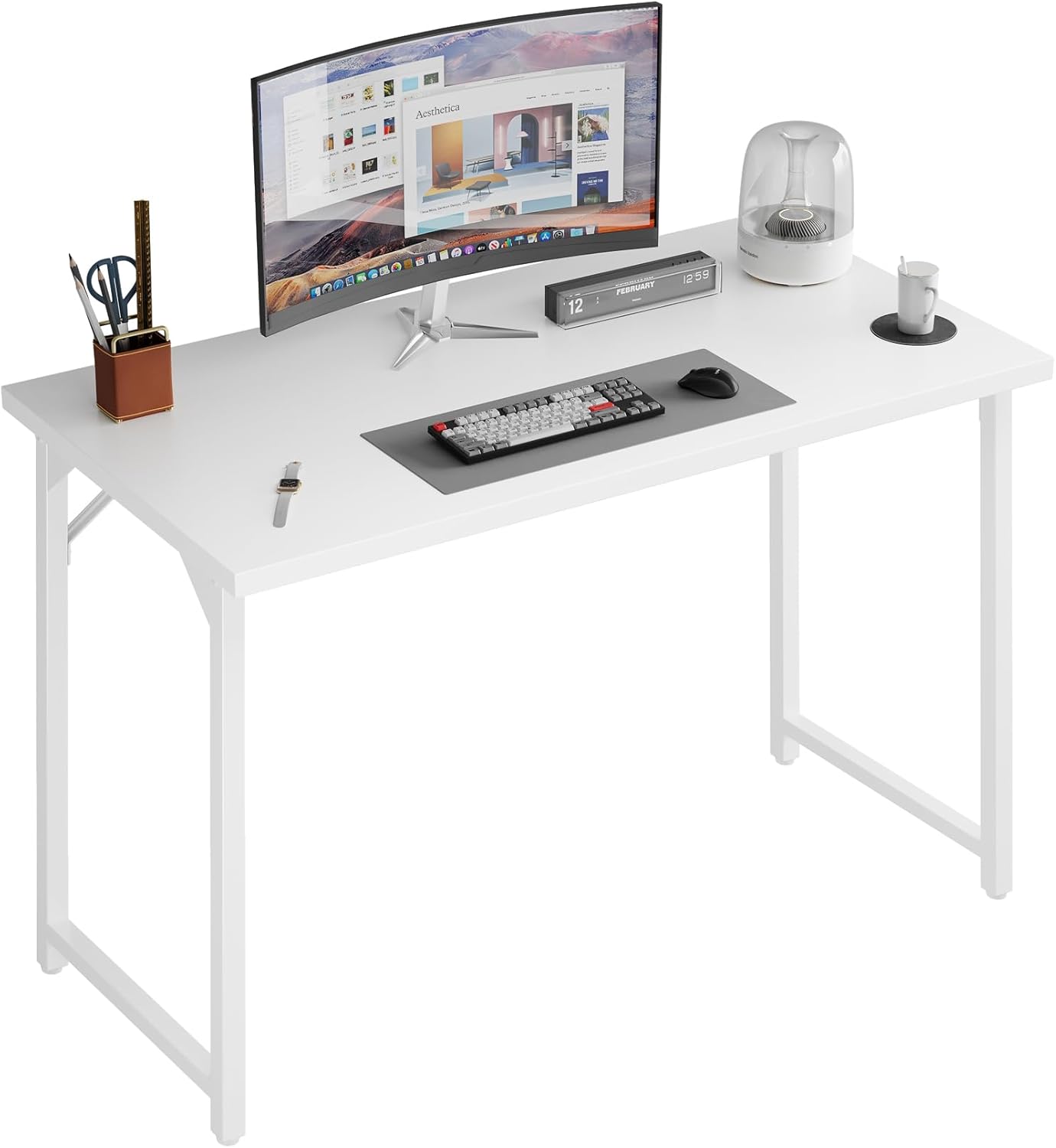 40 inch Computer Desk, Small Home Office Desk Study Writing Kid Table, Simple PC Gaming Desk, Adjustable Feet, Black