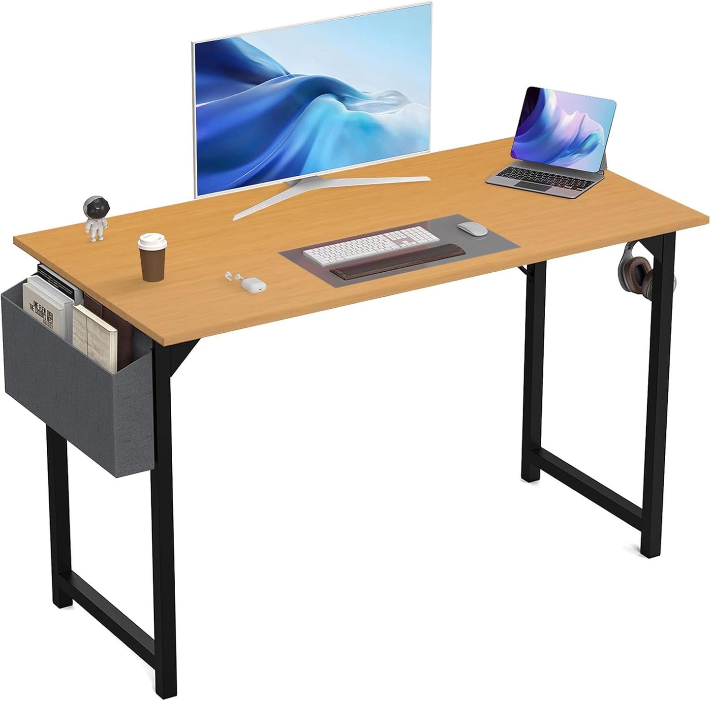DUMOS 32 Inch Office Small Computer Desk Modern Simple Style Writing Study Work Table for Home Bedroom - Wood Black