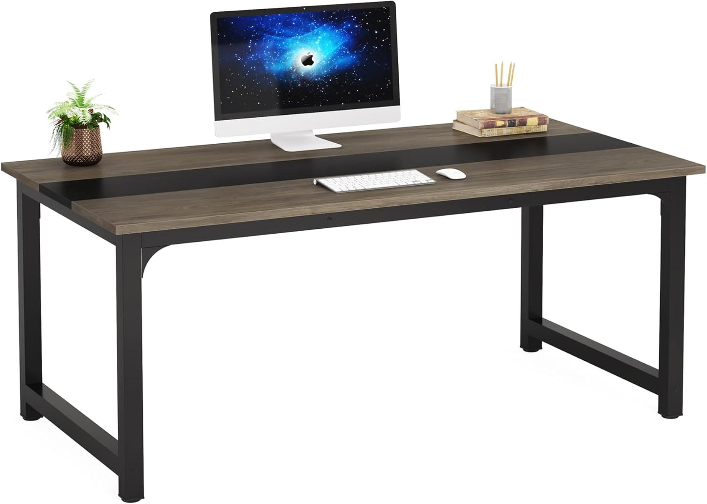 Tribesigns Computer Desk, 55 inch Large Office Desk Computer Table Study Writing Desk Workstation for Home Office, Rustic Brown