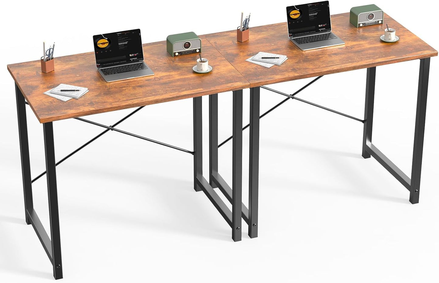 Sweetcrispy Computer Small Desk, 32 Inch Office Writing Work Study Kids Student Home Bedroom Table with Metal Frame Wooden Tabletop No Wheels - White Wood