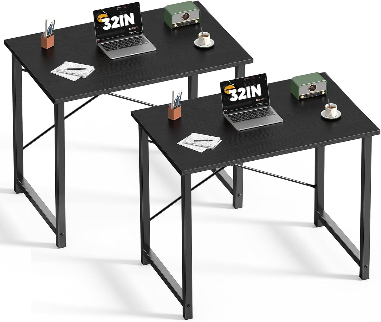 DUMOS 32 Inch Office Small Computer Desk Modern Simple Style Writing Study Work Table for Home Bedroom - Wood Black