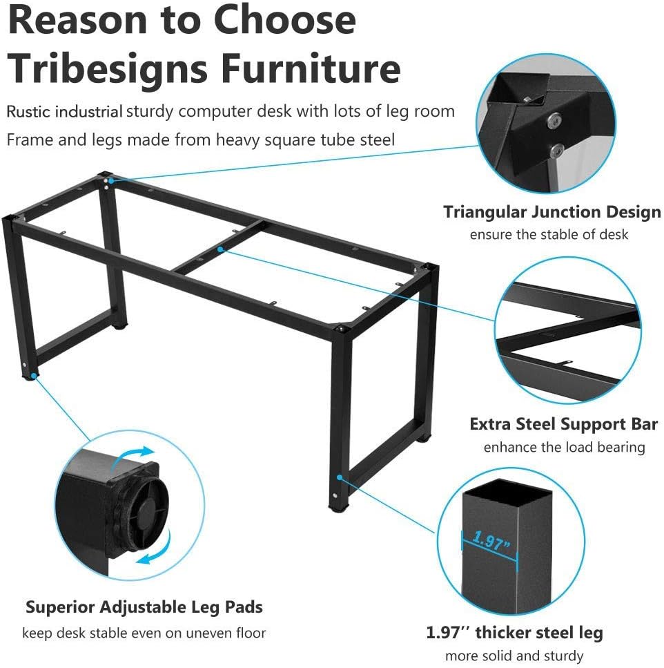 Tribesigns Computer Desk, 55 inch Large Office Desk Computer Table Study Writing Desk Workstation for Home Office, Rustic Brown