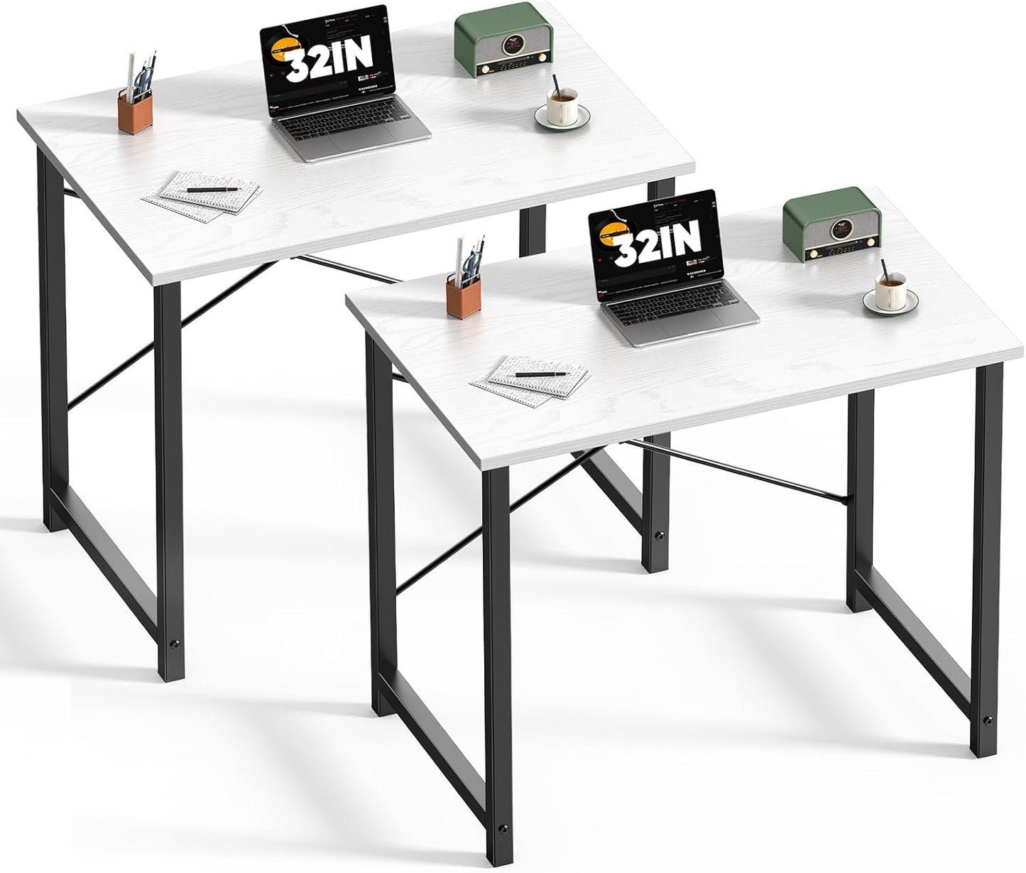 DUMOS 32 Inch Office Small Computer Desk Modern Simple Style Writing Study Work Table for Home Bedroom - Wood Black