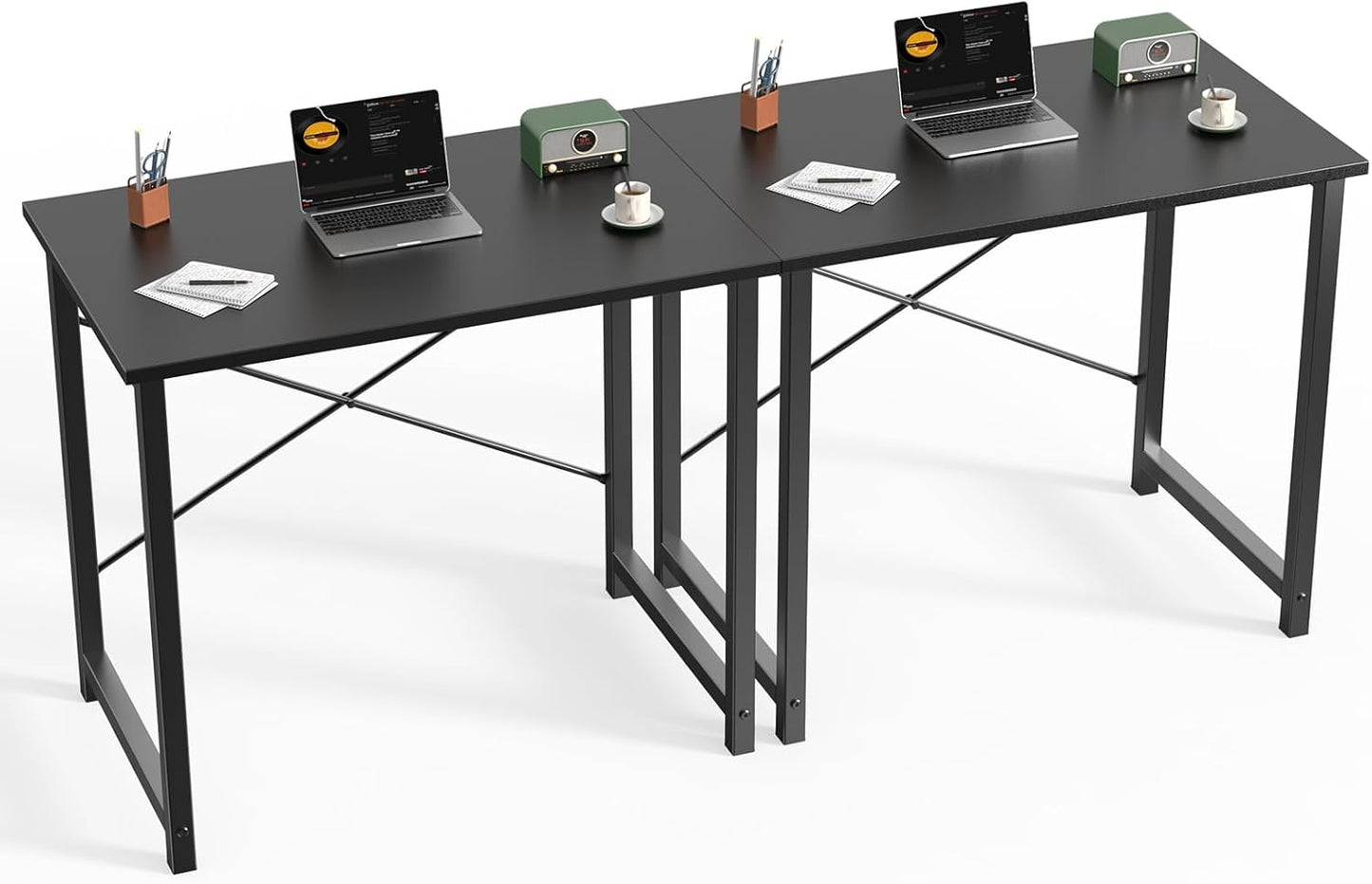 Sweetcrispy Computer Small Desk, 32 Inch Office Writing Work Study Kids Student Home Bedroom Table with Metal Frame Wooden Tabletop No Wheels - White Wood