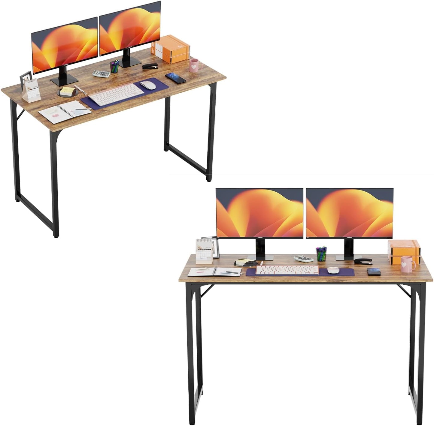 PayLessHere 32/39/47 inch Computer Desk Study Writing Table, Adjustable feet, Modern Furniture for Home Office (1, Brown, 32 inch)