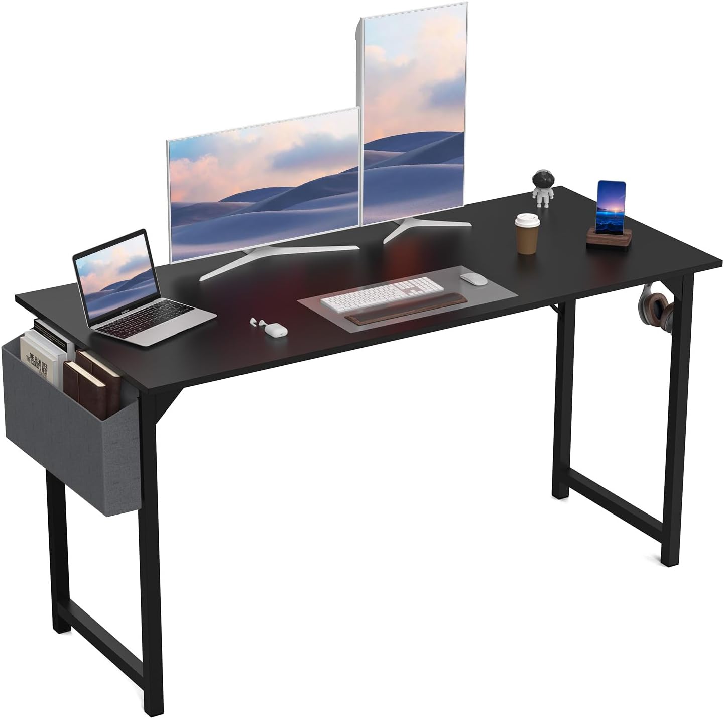DUMOS 32 Inch Office Small Computer Desk Modern Simple Style Writing Study Work Table for Home Bedroom - Wood Black