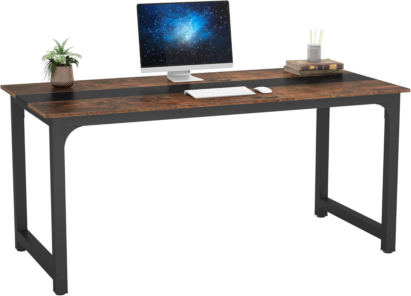 Tribesigns Computer Desk, 55 inch Large Office Desk Computer Table Study Writing Desk Workstation for Home Office, Rustic Brown