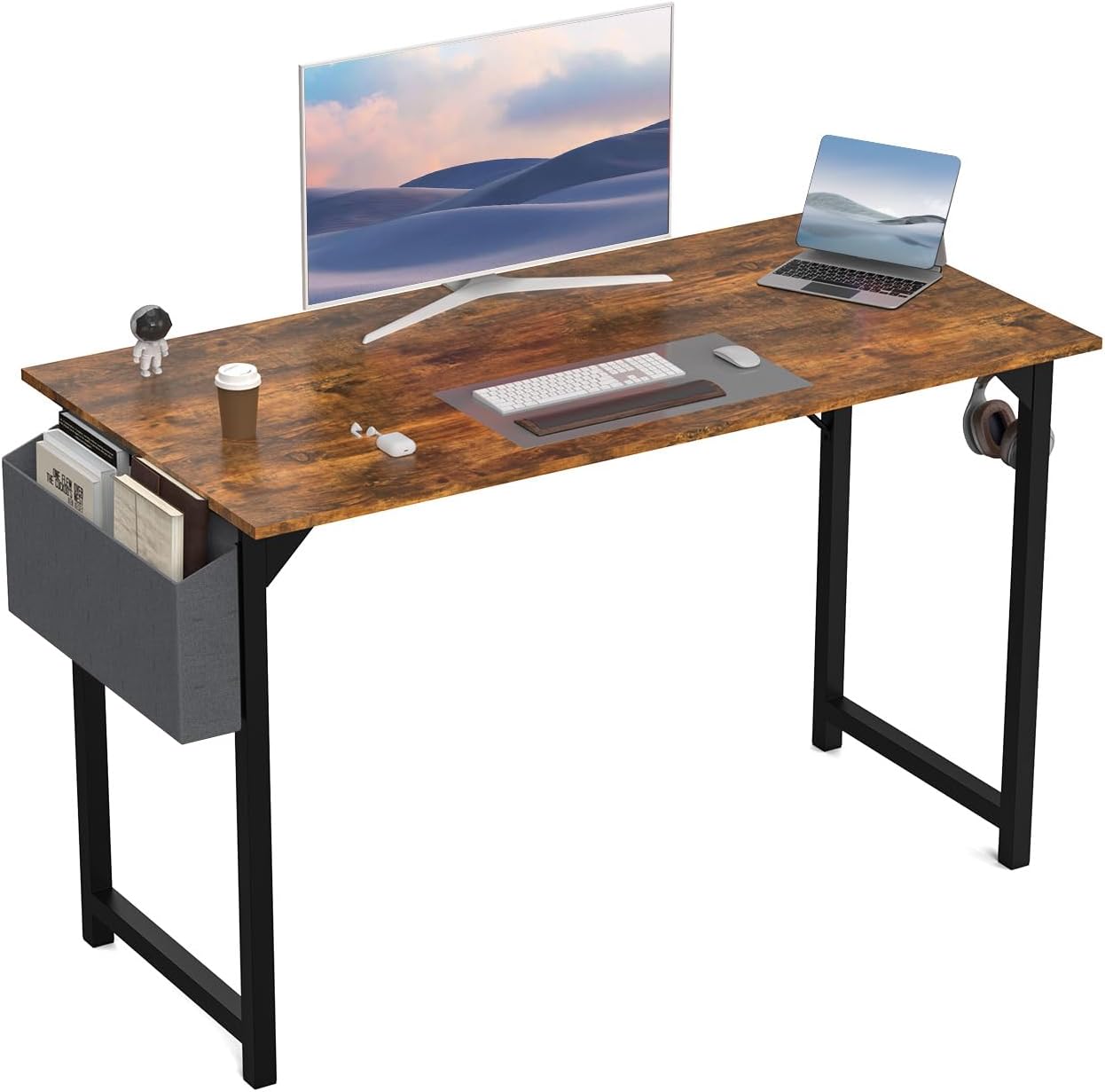 DUMOS 32 Inch Office Small Computer Desk Modern Simple Style Writing Study Work Table for Home Bedroom - Wood Black