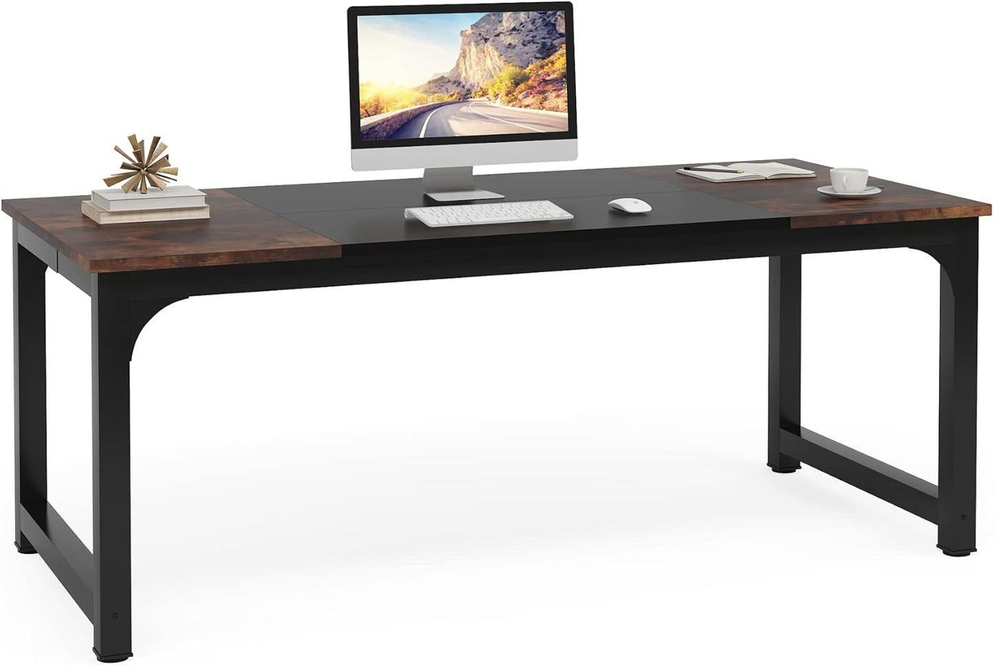 Tribesigns Computer Desk, 55 inch Large Office Desk Computer Table Study Writing Desk Workstation for Home Office, Rustic Brown