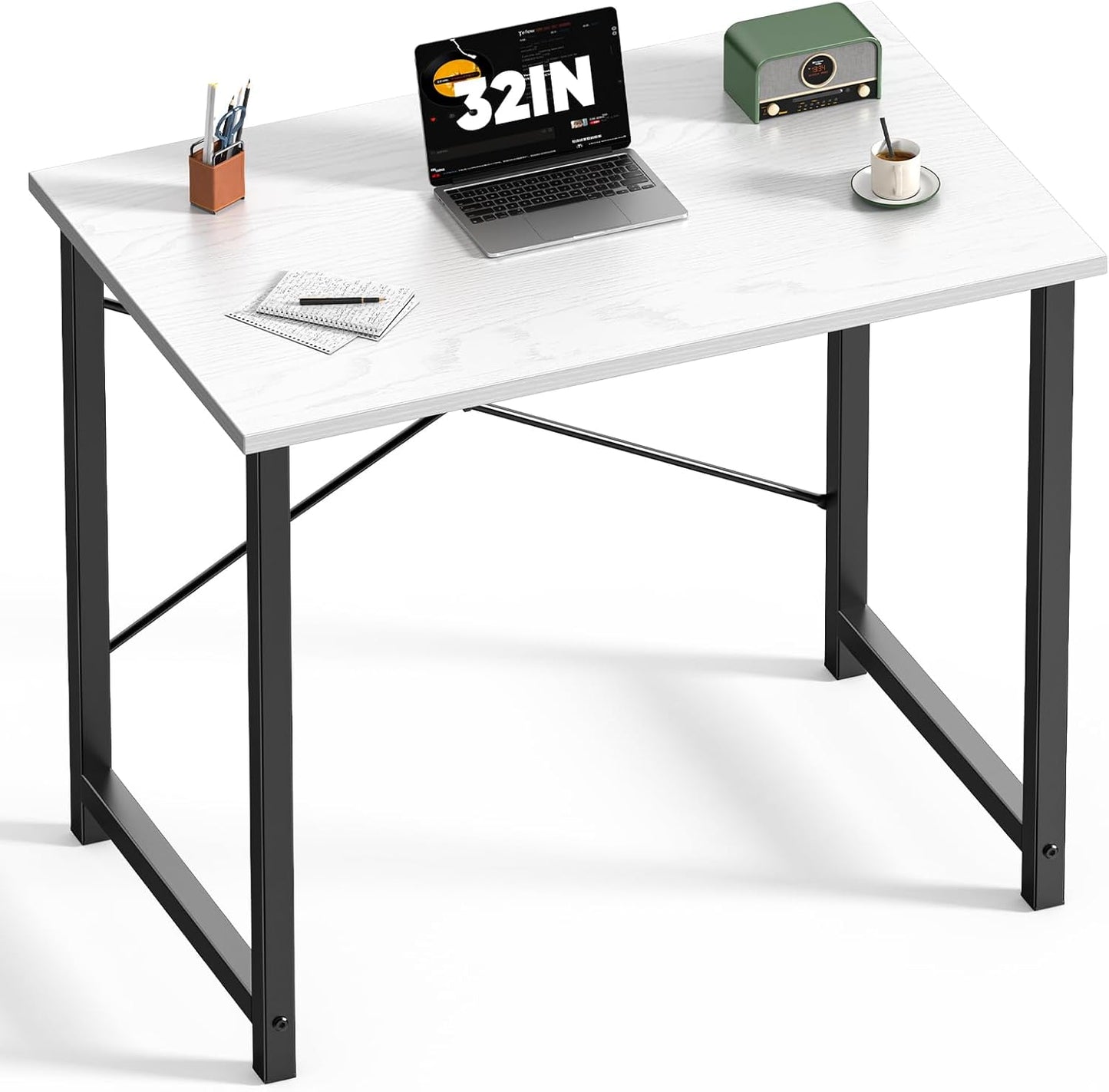 DUMOS 32 Inch Office Small Computer Desk Modern Simple Style Writing Study Work Table for Home Bedroom - Wood Black
