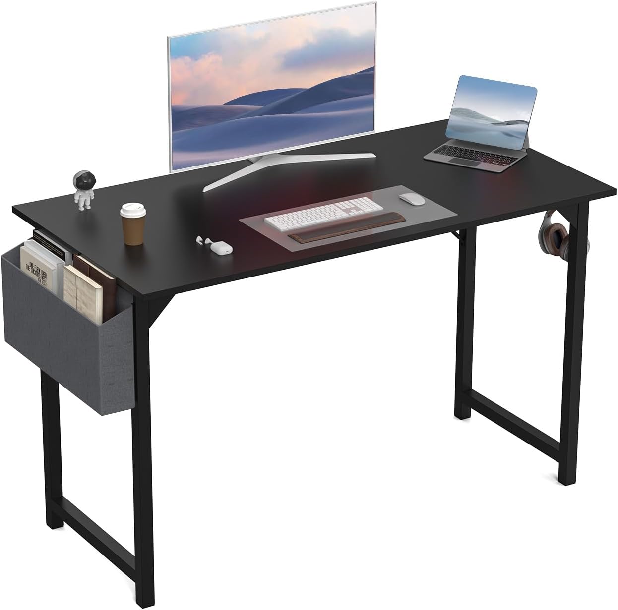 DUMOS 32 Inch Office Small Computer Desk Modern Simple Style Writing Study Work Table for Home Bedroom - Wood Black