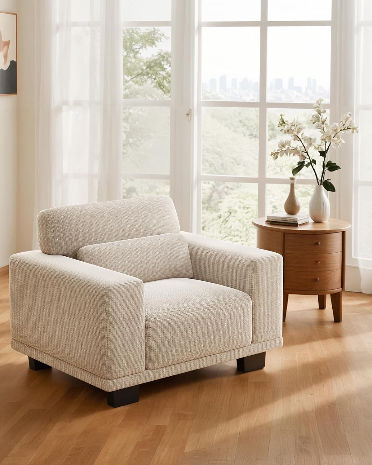 Pipishell 3 Seater Couch, Sofas for Living Room with Deep Seats and Wide Armrests, 89" Comfy 3 Seater Sofa, Supportive with Thickened Cushion, Cotton-Linen Couches, Removable & Washable Covers, Grey