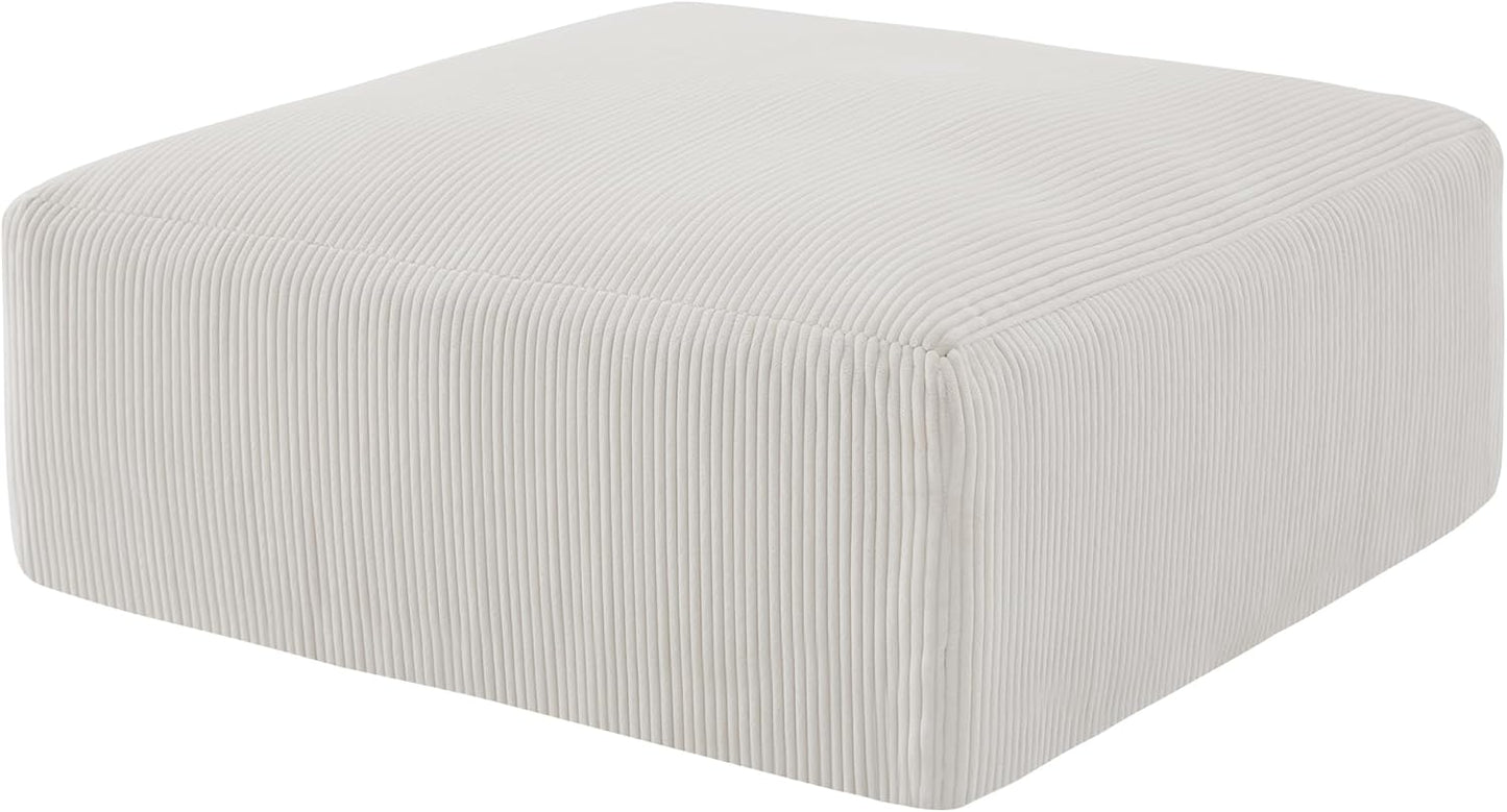 Sectional Cloud Boneless Sofa Couches for Living Room-113'' Gray 3 Seater U-Shaped Modern Lounge Couch-No Assembly Modular Corduroy Convertible Sponge Sleeper Sofas with Chaise for Home House