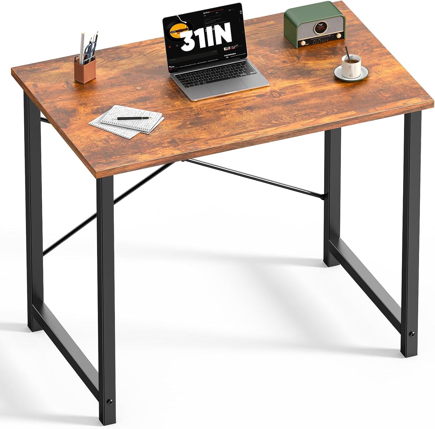 DUMOS 32 Inch Office Small Computer Desk Modern Simple Style Writing Study Work Table for Home Bedroom - Wood Black