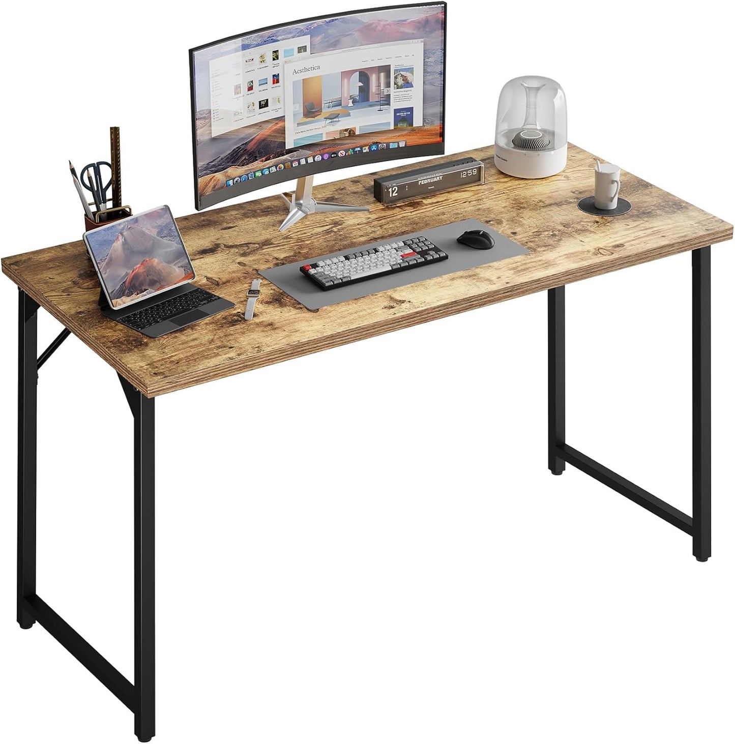 40 inch Computer Desk, Small Home Office Desk Study Writing Kid Table, Simple PC Gaming Desk, Adjustable Feet, Black