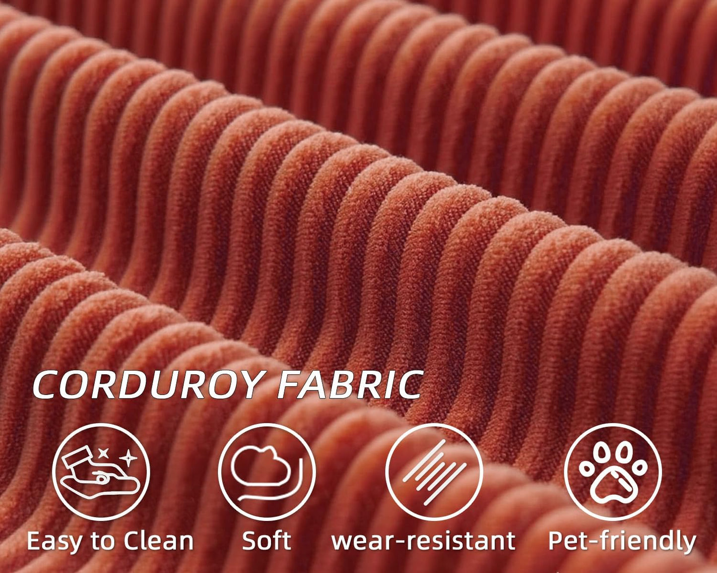 Folding Sofa Bed Convertable Corduroy Couch King Size Floor Sleeper 4-in-1 DIY Combination Modular Sofa Fold Out Futon Lounge Comfy Foldable Lazy cama for Living Room (Orange, 80.15")