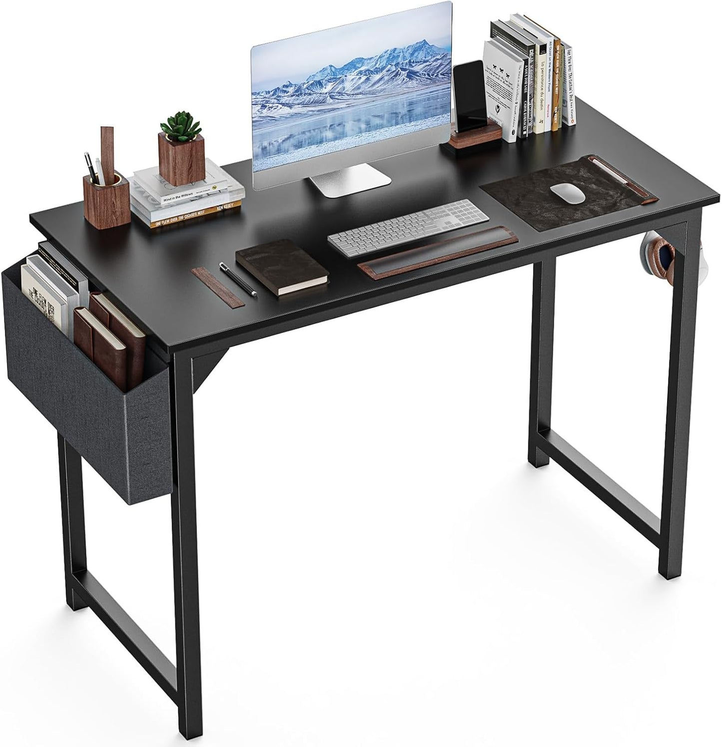 DUMOS 32 Inch Office Small Computer Desk Modern Simple Style Writing Study Work Table for Home Bedroom - Wood Black