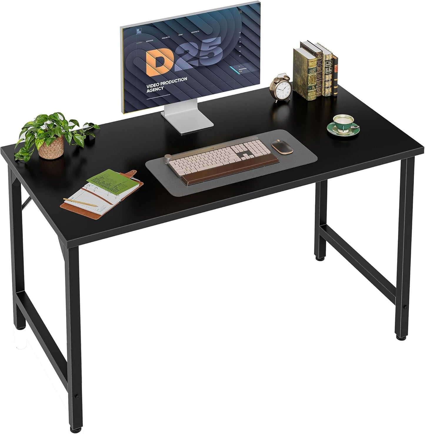 40 inch Computer Desk, Small Home Office Desk Study Writing Kid Table, Simple PC Gaming Desk, Adjustable Feet, Black