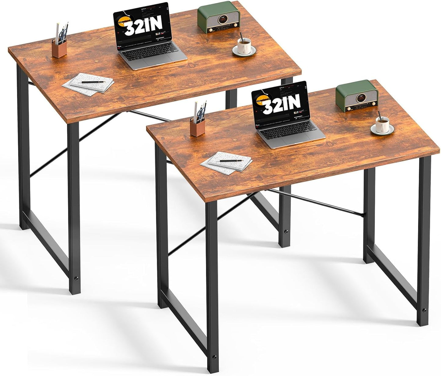 DUMOS 32 Inch Office Small Computer Desk Modern Simple Style Writing Study Work Table for Home Bedroom - Wood Black