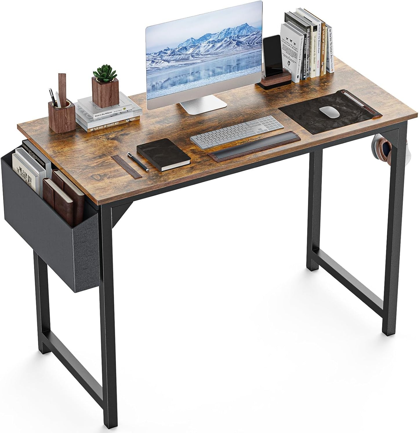 DUMOS 32 Inch Office Small Computer Desk Modern Simple Style Writing Study Work Table for Home Bedroom - Wood Black