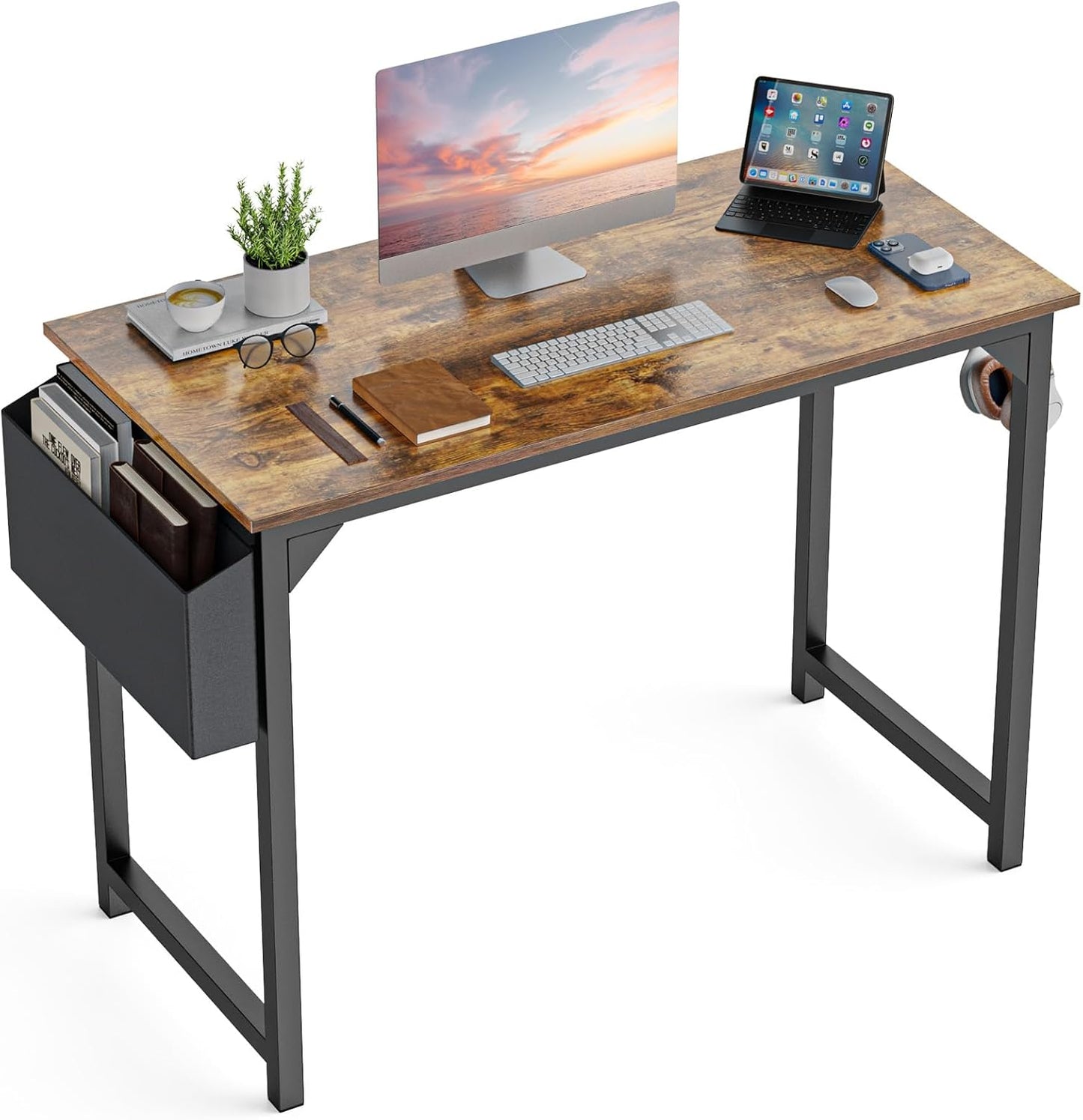 DUMOS 32 Inch Office Small Computer Desk Modern Simple Style Writing Study Work Table for Home Bedroom - Wood Black
