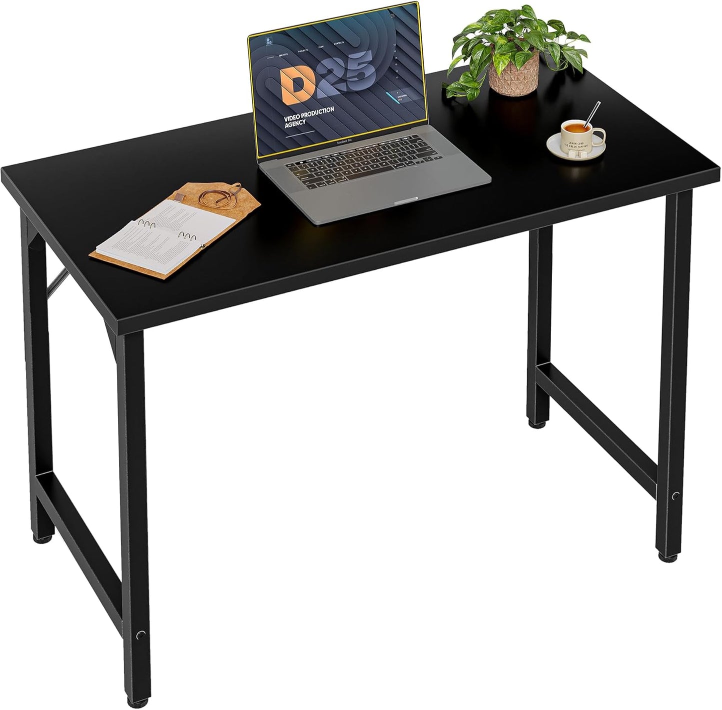 40 inch Computer Desk, Small Home Office Desk Study Writing Kid Table, Simple PC Gaming Desk, Adjustable Feet, Black