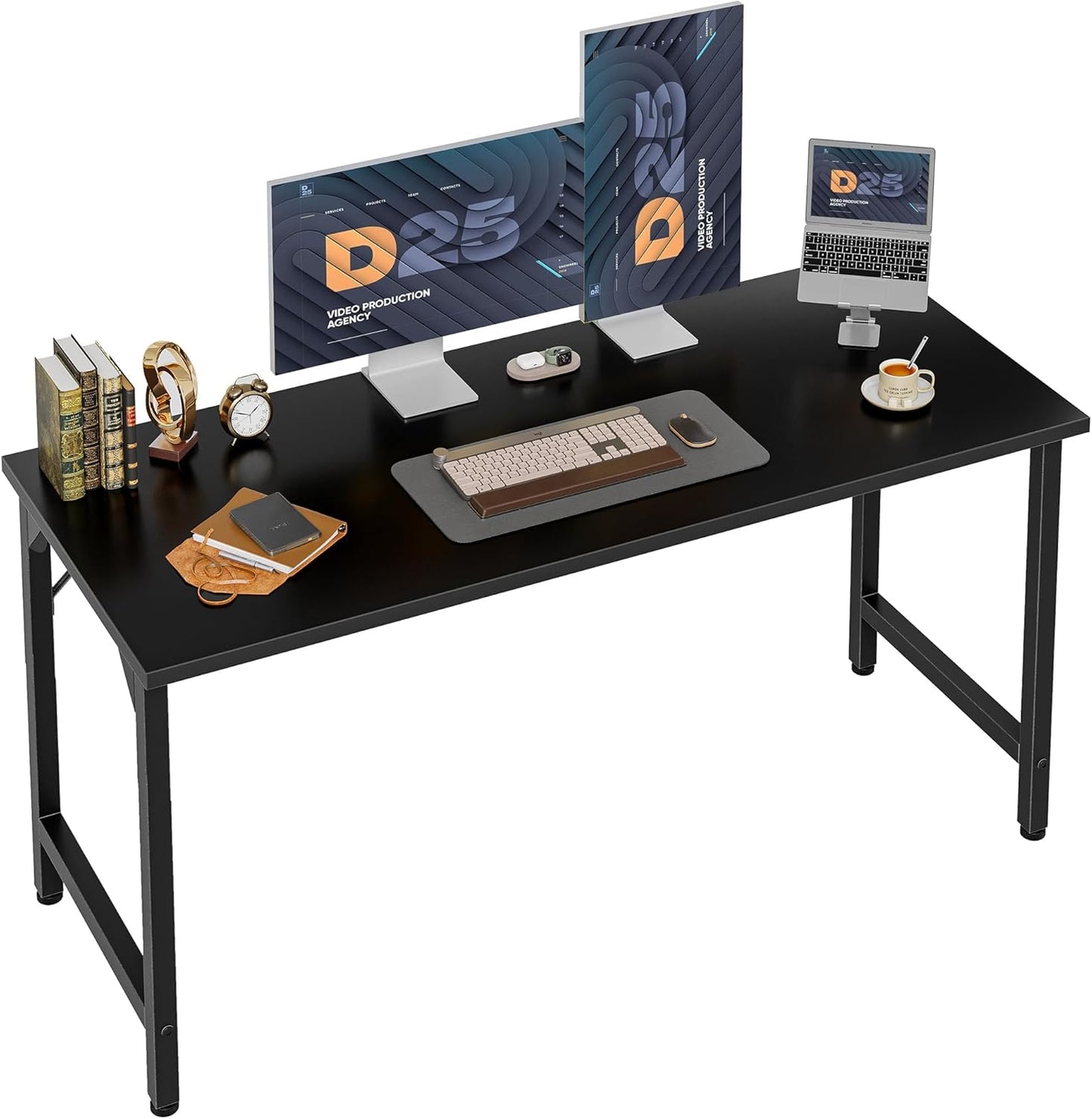 40 inch Computer Desk, Small Home Office Desk Study Writing Kid Table, Simple PC Gaming Desk, Adjustable Feet, Black
