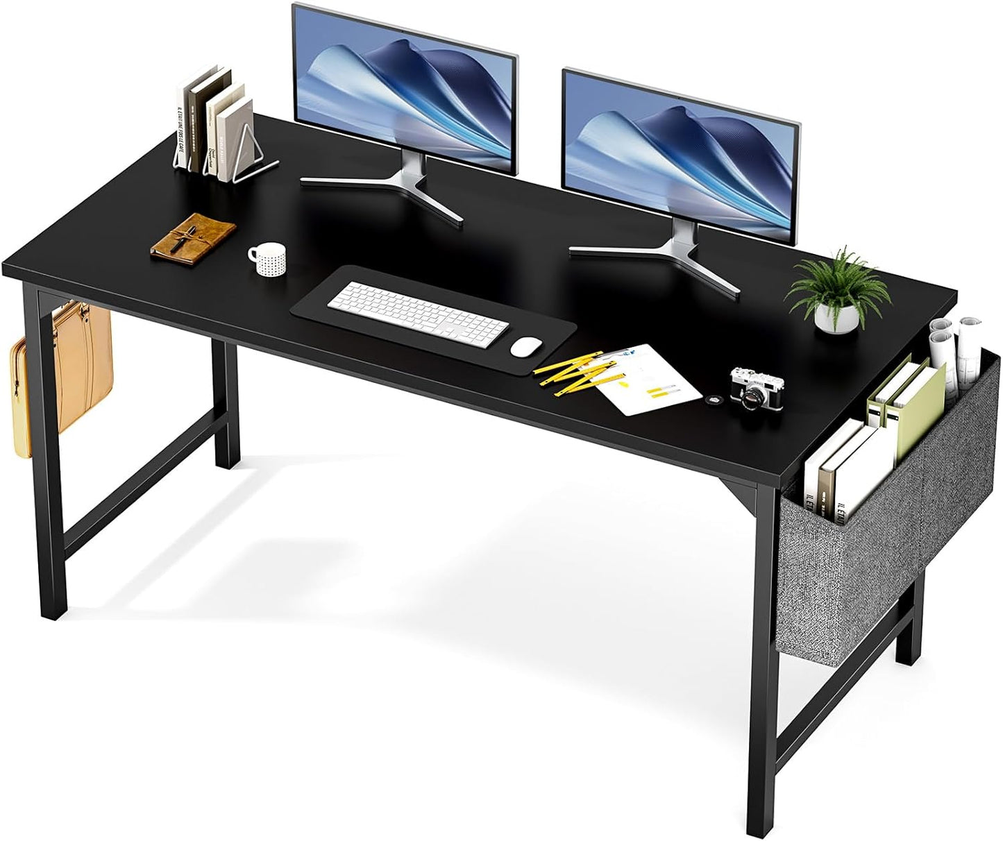 Sweetcrispy Computer Small Desk, 32 Inch Office Writing Work Study Kids Student Home Bedroom Table with Metal Frame Wooden Tabletop No Wheels - White Wood