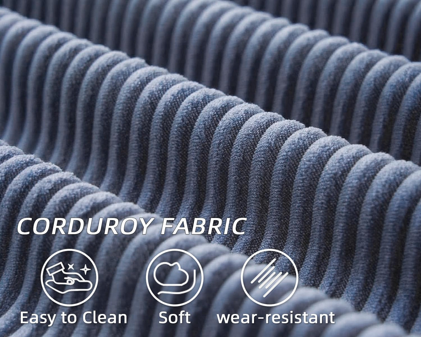 Folding Sofa Bed Convertable Corduroy Couch King Size Floor Sleeper 4-in-1 DIY Combination Modular Sofa Fold Out Futon Lounge Comfy Foldable Lazy cama for Living Room (Blue, 80.15")