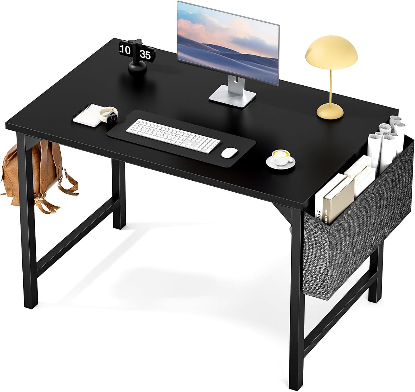 Sweetcrispy Computer Small Desk, 32 Inch Office Writing Work Study Kids Student Home Bedroom Table with Metal Frame Wooden Tabletop No Wheels - White Wood