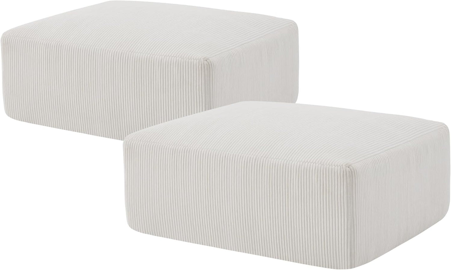 Sectional Cloud Boneless Sofa Couches for Living Room-113'' Gray 3 Seater U-Shaped Modern Lounge Couch-No Assembly Modular Corduroy Convertible Sponge Sleeper Sofas with Chaise for Home House