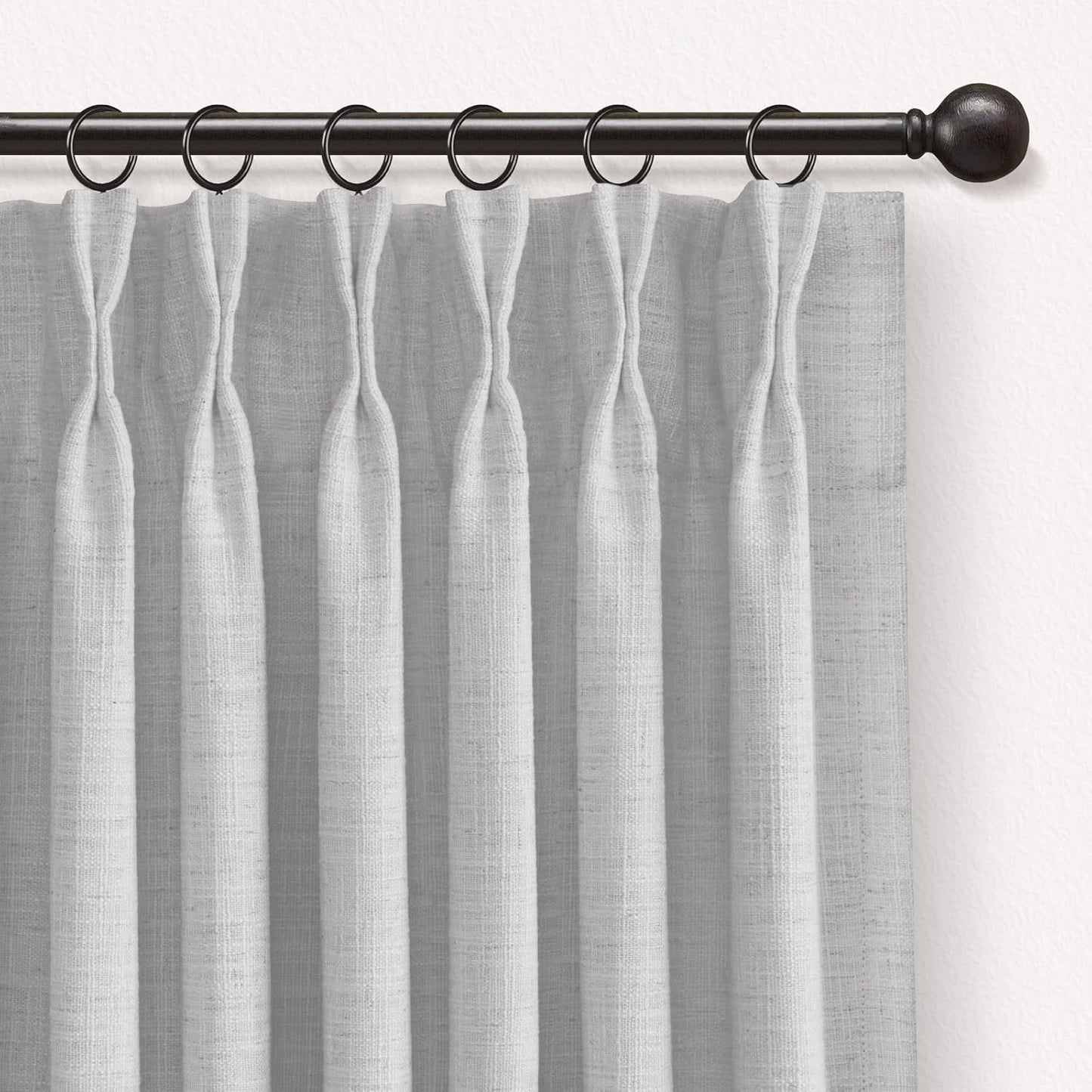 INOVADAY Pinch Pleated Curtains, 100% Light Blocking Linen Pinch Pleat Blackout Curtains for Bedroom, Thermal Insulated Blackout Drapes 2 Panels Set for Living Room - Natural on Linen, W40 x L96