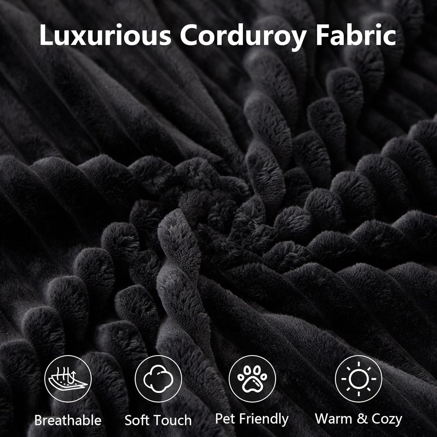 107" Modular Sectional Couches for Living Room, Comfy Boneless L Shaped Cloud Couch with Chaise Lounge, Modern Cozy Corduroy Deep Seat Floor Sofa, Memory Foam, No Assembly Required, Black