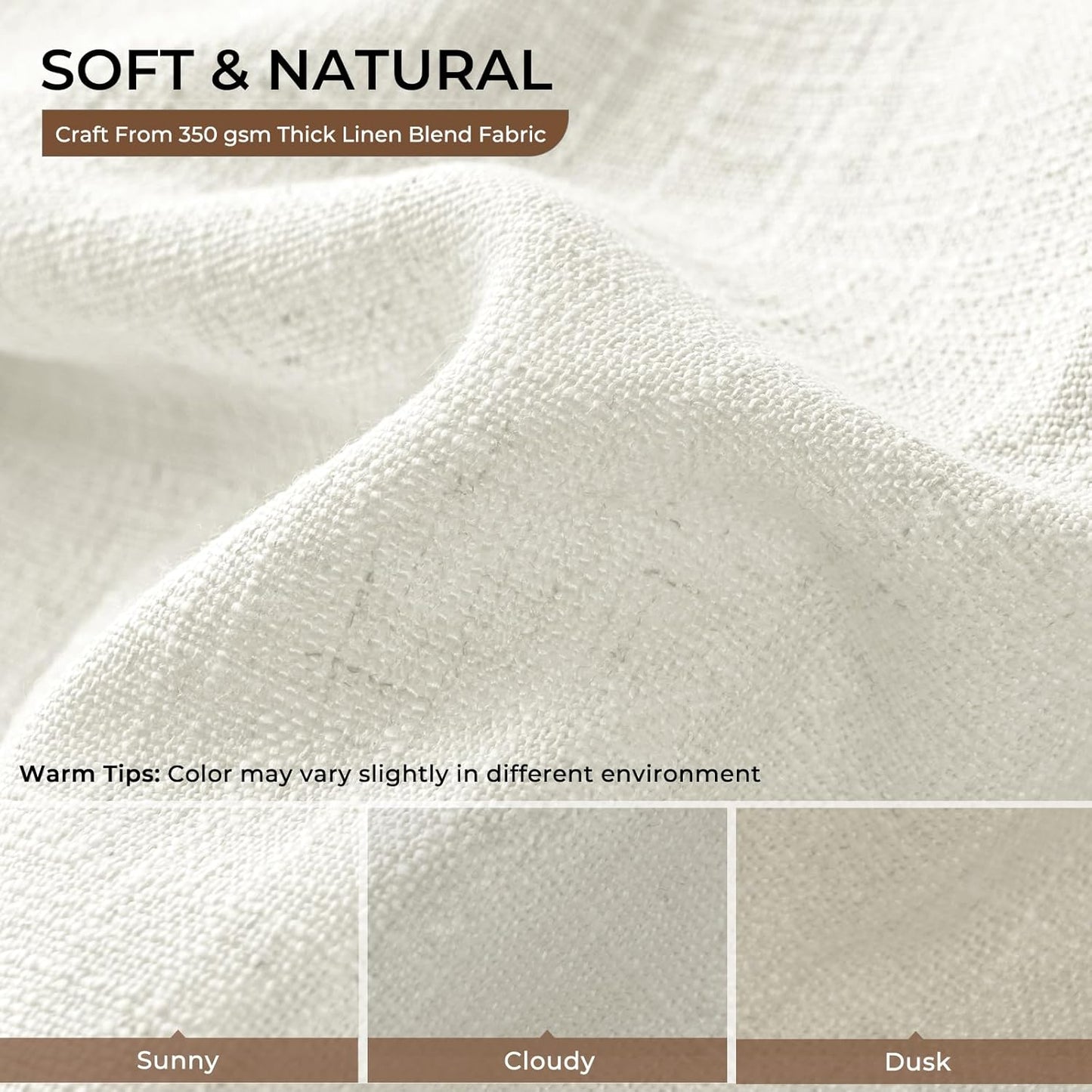 INOVADAY Pinch Pleated Curtains, 100% Light Blocking Linen Pinch Pleat Blackout Curtains for Bedroom, Thermal Insulated Blackout Drapes 2 Panels Set for Living Room - Natural on Linen, W40 x L96