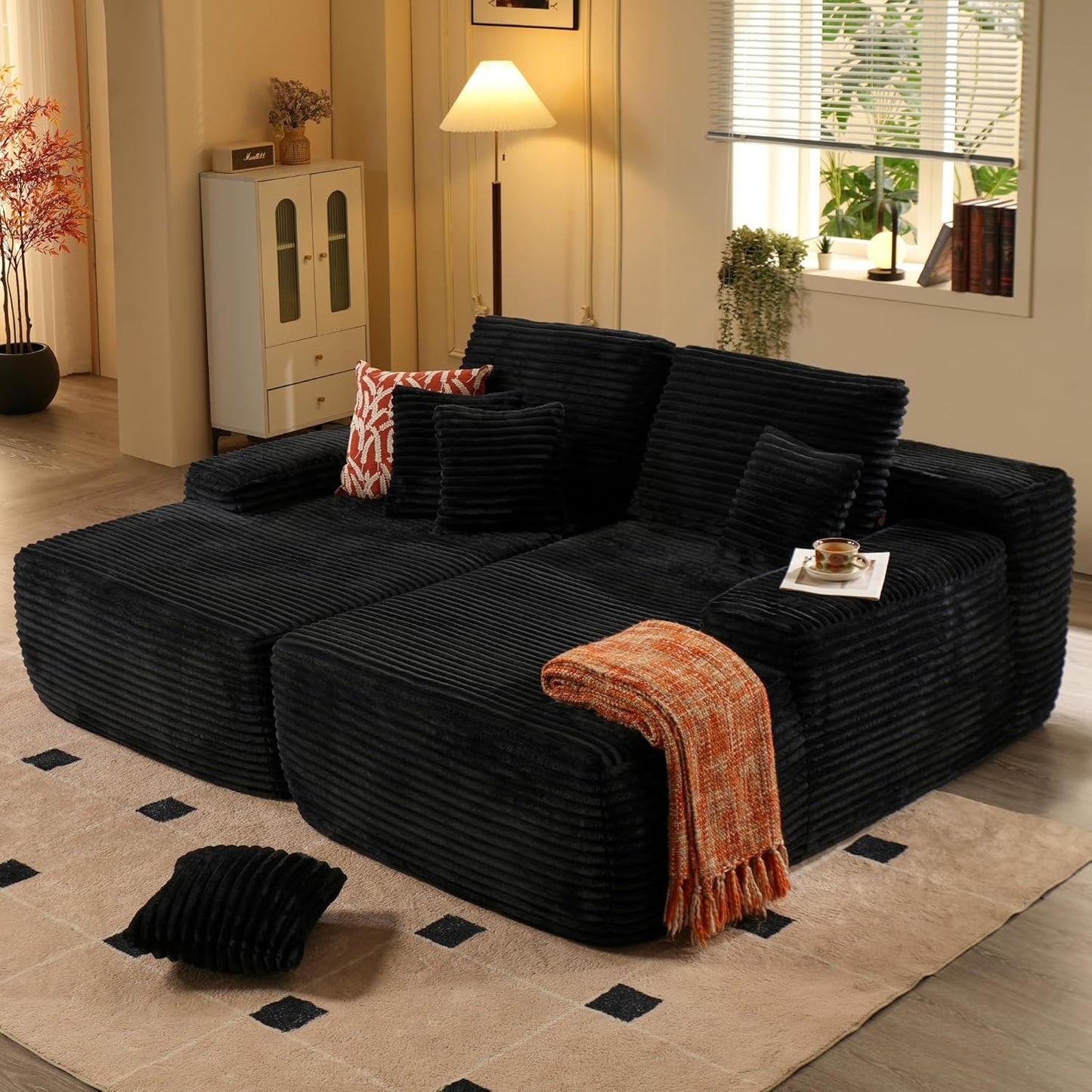 110.2 inch Modular Sectional Sofa with L-Shape - Cloud Sectional Couch with Deep Seat, Couches for Living Room Dedroom, Movable Ottoman, No Assembly Couch