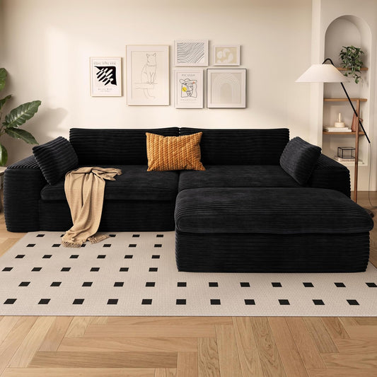 110.2 inch Modular Sectional Sofa with L-Shape - Cloud Sectional Couch with Deep Seat, Couches for Living Room Dedroom, Movable Ottoman, No Assembly Couch