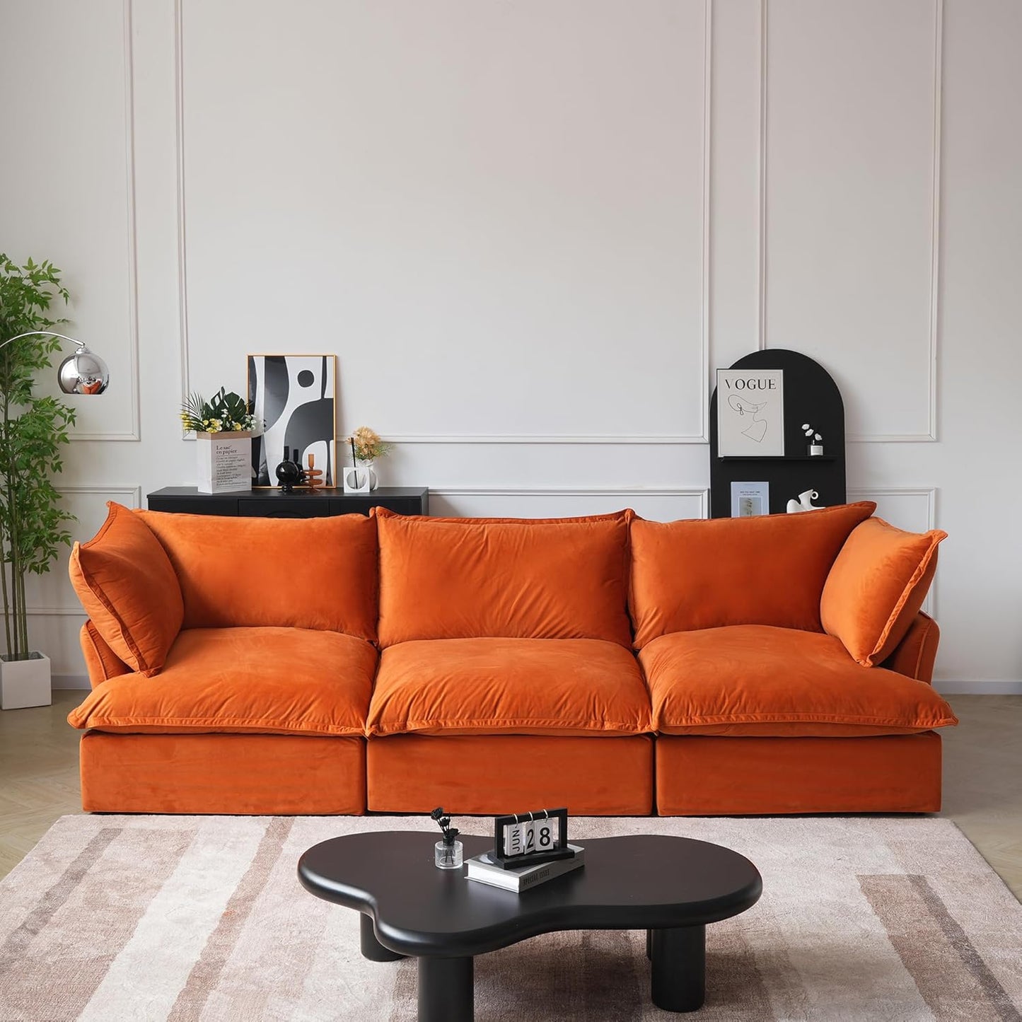 JACH U-Shaped Couches for Living Room, Convertible Sectional Sofa, 162" Modern Deep Seat Soft Cloud Couch, Modular Sectional Sofas with Ottomans, Sofa Cover Removable(Beige)