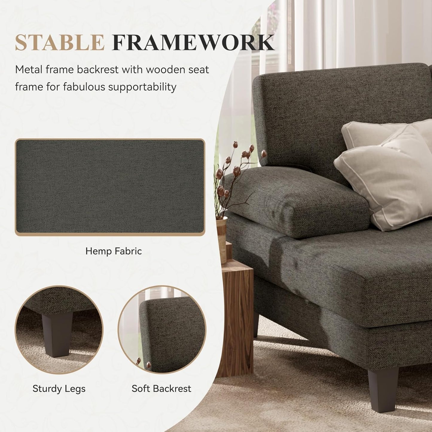 U-Shaped Sectional Sofa Couch for Living Room, Modern Modular Sofa with Double Chaise, Classic Lounge Couch Sleeper for Apartment, Darkbrown