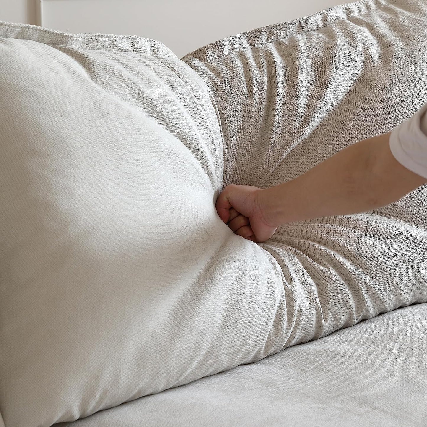 JACH U-Shaped Couches for Living Room, Convertible Sectional Sofa, 162" Modern Deep Seat Soft Cloud Couch, Modular Sectional Sofas with Ottomans, Sofa Cover Removable(Beige)