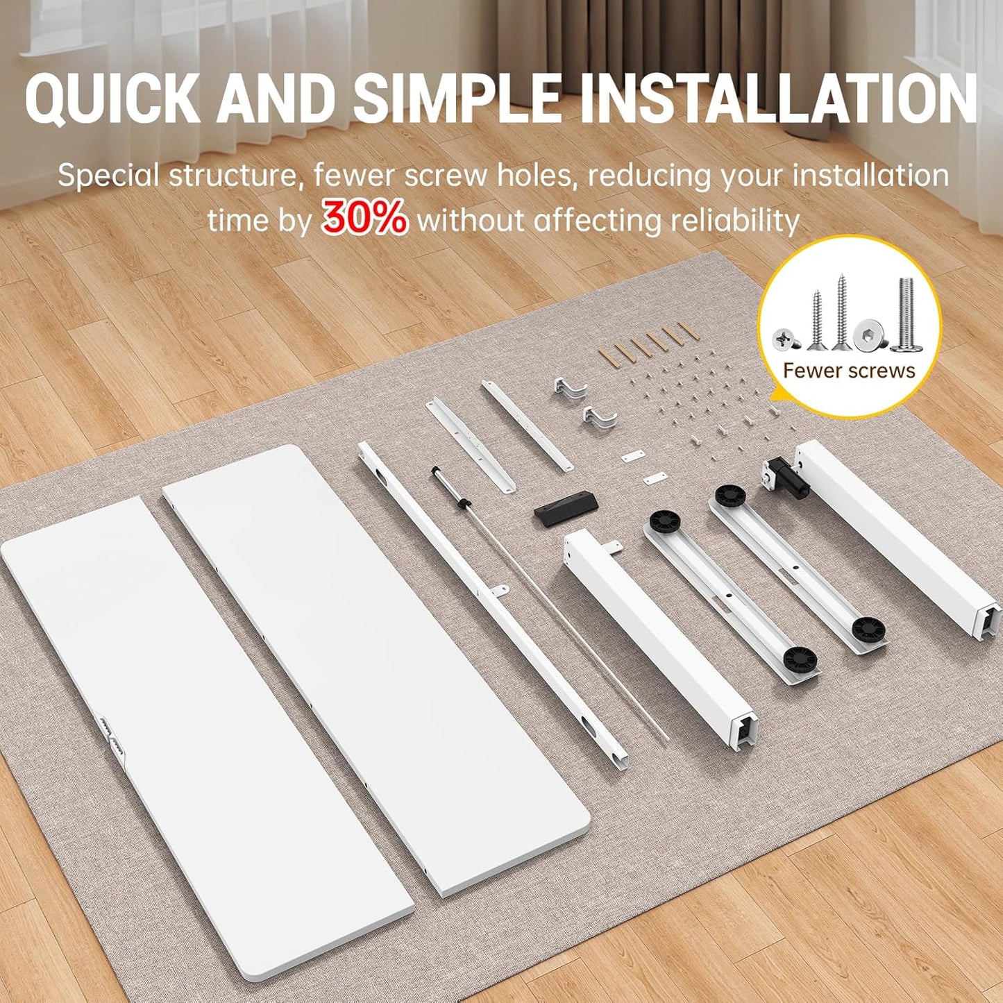 Veken 55 Inch Large Electric Standing Desk, 4 Memory Heights Adjustable,Sit to Stand Up, Work Home Office Computer Table for Study, Walking Pad, Writing, and Games, Wooden Desktop Desks, White