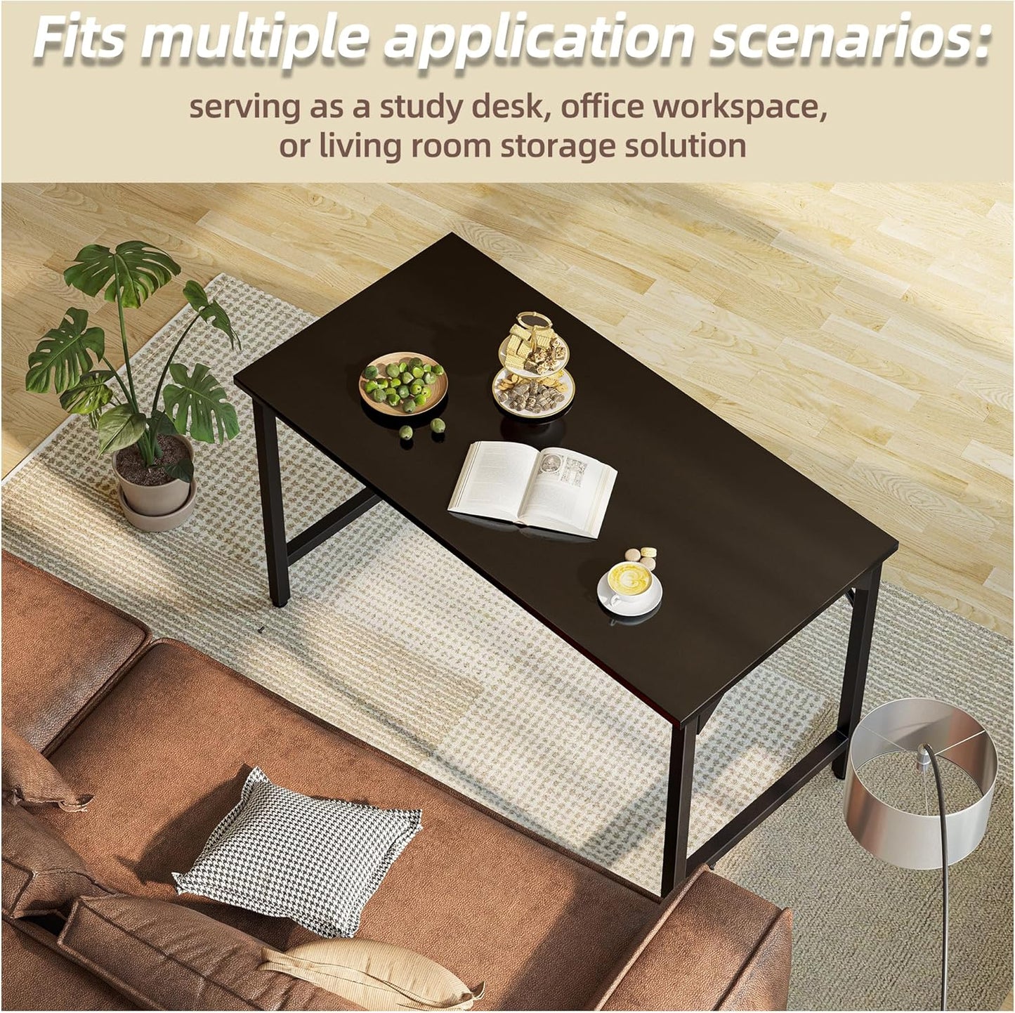 40 inch Computer Desk, Small Home Office Desk Study Writing Kid Table, Simple PC Gaming Desk, Adjustable Feet, Black