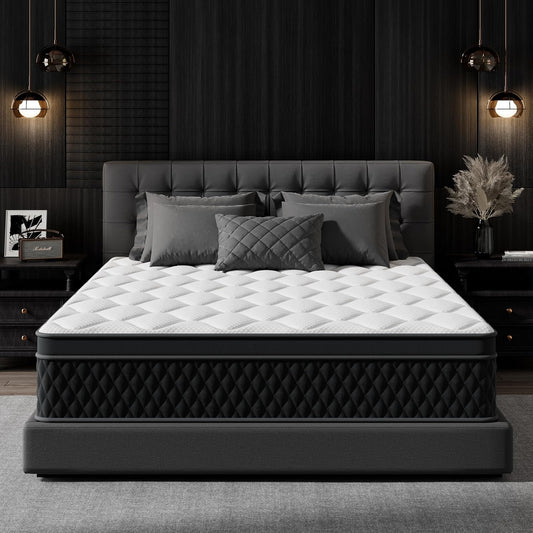 10 Inch Full Size Mattress,Memory Foam Hybrid Mattress in a Box,Individually Pocketed Springs for Isolate Motion, Pressure Relief, CertiPUR-US Certified, Fiberglass Free & Support Comfort