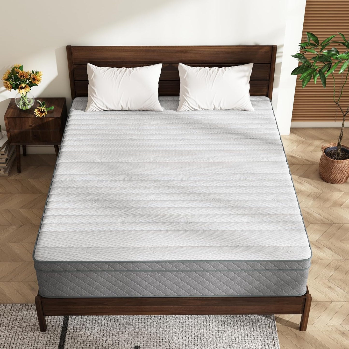 Queen Mattress, 12 Inch Mattress Queen Size, Memory Foam & Pocket Spring Hybrid, Firm Feel, Queen Bed Mattresses, CertiPUR-US Certified, Fiberglass Free