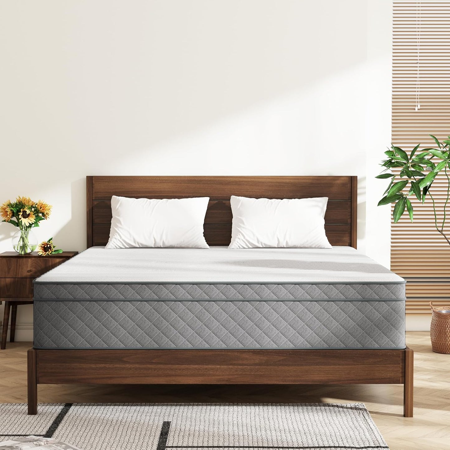 Queen Mattress, 12 Inch Mattress Queen Size, Memory Foam & Pocket Spring Hybrid, Firm Feel, Queen Bed Mattresses, CertiPUR-US Certified, Fiberglass Free